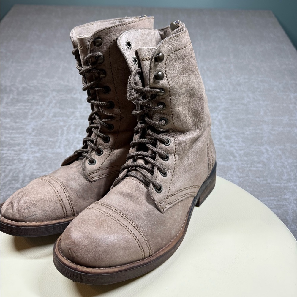 Steve Madden Munch Military Leather Lace up Moto Boot Womens Size 9